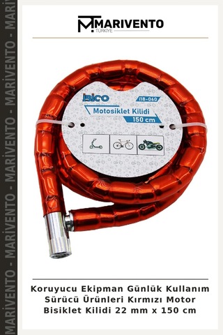 Koruyucu Ekipman Günlük Kullanım Sürücü Ürünleri Kırmızı Motor Bisiklet Kilidi 22 Mm X 150 Cm