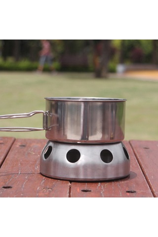Yaleker 410 Paslanmaz Çelik Taşınabilir Alkol Ocağı - 4kg Yük Taşıma, Dürtüye Dayanıklı, Çadır, Doğa Yemeği Ve Piknik İçin Optimal Gümüş