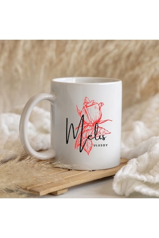 Gül Tasarımlı Kişiye Özel Hediye Kupa Bardak Renk