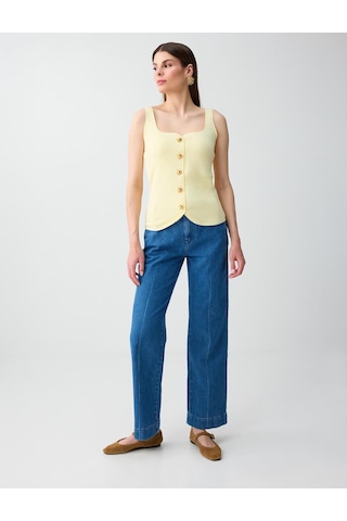 Jimmy Key Mavi %100 Pamuk Yüksek Bel Denim Pantolon 6sw187117400