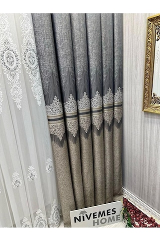 Lexroo Titus Fj632145 V-2548 Toprak 1/3 Sık Pileli Fon Perde Apm Çok Renkli