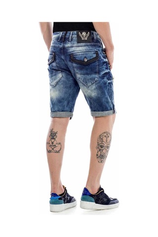 Ck181 Metal Işlemeli Yırtık Yamalı Kot Kapri Şort 001