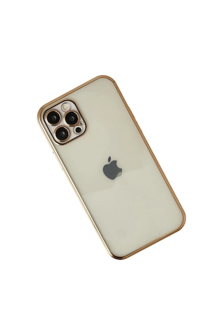 Durukar Apple Uyumlu iPhone 12 Pro Max Kılıf Lensli Silikon - Gold