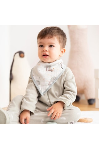 Owli 2 Kat Müslin Havlu Bandana Önlük 2'li Set Forest Çok Renkli