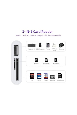 3252 Usb Type C To Sd Microsd Tf Kart Okuyucu Usb 3in1 Çevirici Dönüştürücü Adaptör