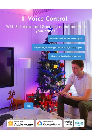 Meross Akıllı Wi-fi Ampul, Apple Homekit İle Çalışır, Wifi Lamba, Led, Çok Renkli, Kısılabilir Ampul, Siri, Alexa, Google Home Ve Smartthings İle Uyumlu, E27 Sıcak Beyaz Diğer