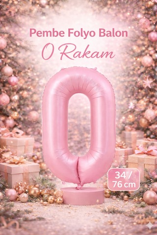 0 Rakam Folyo Balon Pembe Renk 76cm Pembe
