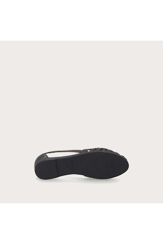 Nero Black Sandalet Kadın 03m4 Frau Leather Caged Ballet Flats Wıth Thın Straps siyah