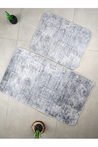 Dijital Baskılı Yıkanabilir Kaymaz Taban 2li Banyo Halısı Paspas Klozet Takımı 6097b