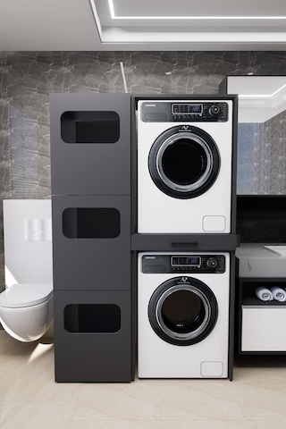 Washbox Banyo Kirli Sepetli Çamaşır Makinası Dolabı Ve Kurutm... Antrasit