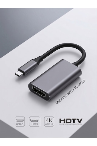 Type-c To Hdmı Çevirici Adaptör - 4k Ultra Hd Görüntü Aktarıcı Dönüştürücü