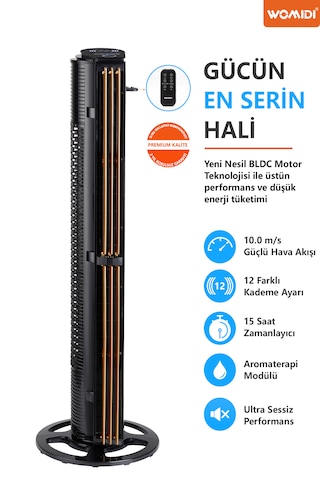 60w Sessiz Pervanesiz Kule Tipi Vantilatör Serinletici Dikey Uzaktan Kumandalı Aromaterapi Zaman Ayarlı