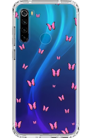 Xiaomi Redmi Note 8 Uyumlu Şeffaf Kılıf Kelebek 2 Tasarımlı