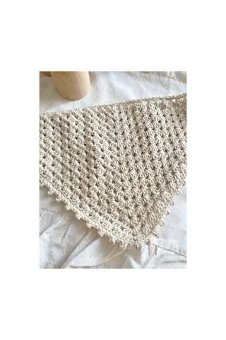 Örgü Üçgen Bandana Krem Krem