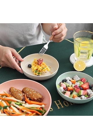 Mavi Çevre Dostu Yemek Tabağı Düz Renk Yuvarlak Şekil Sofra Takımı 15cm