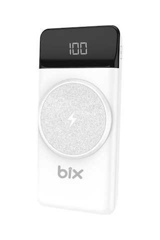 Bix PB102 10000 mAh USB PD QC 4.0 Kablosuz Şarj Powerbank Beyaz