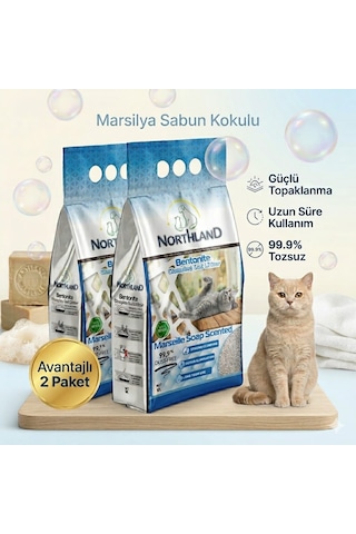 Northland Doğal Bentonite- Süper Topaklanan Marsilya Sabun Kokulu Kedi Kumu 10 Lt X 2 Adet Northland Doğal Bentonite- Süper Topaklanan Marsilya Sabun Kokulu Kedi Kumu 10 Lt X 2 Adet