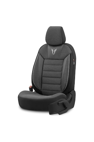 Ayrex Toro Design Ortopedik Ekstra Destekli Oto Koltuk Kılıfı Özel Pamuklu Kumaş Tam Set - Siyah-gri Diğer