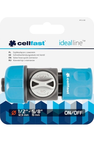 Cellfast Ideal Vanalı Hızlı Hortum Bağlantı Aparatı 1/2" 12,5 Mm - 5/8" 15mm