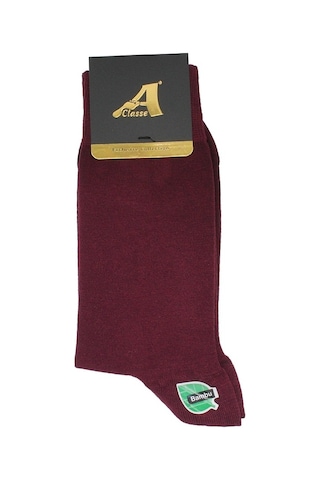 A Classe 2'Li Paket Düz Bordo-Siyah Bambu Erkek Çorap Bordo
