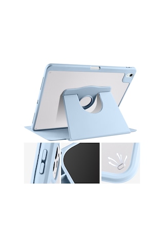 Apple Uyumlu iPad Air 11inç M2 2024 Kılıf Termik Kalem Bölmeli Dönebilen Standlı Kılıf Air 4./5.nesil