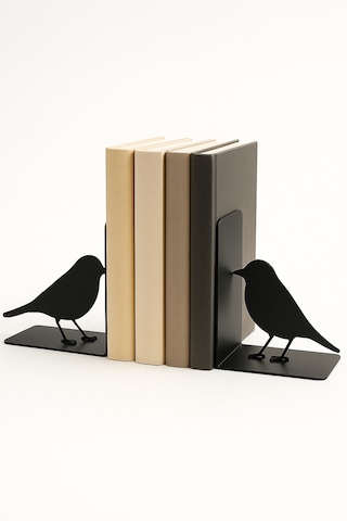 Kuş Figürlü Metal Kitap Tutucu 2 Li Set Doğa Temalı Dekoratif Masa Üstü Aksesuar