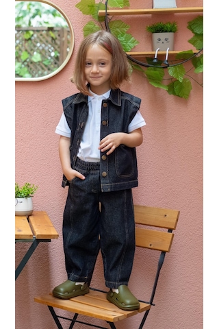 Oliven The Kid Oliventhekid Unisex Beli Lastikli Cepli Balon Kot Pantolon Siyah Siyah