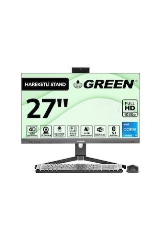 Green GT27 i5-12400 8 GB 512 GB SSD 27" Dos AIO Masaüstü Bilgisayar