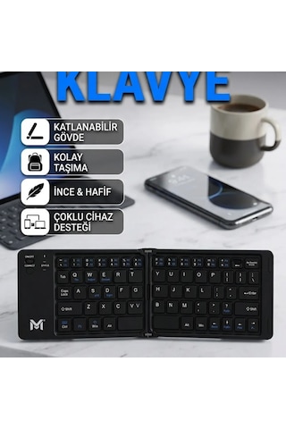 Katlanabilir Kablosuz Bluetooth Klavye Telefon Tablet Bilgisayar Uyumlu
