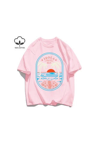 Startmore Y2k Vintage Tişört Tee Okyanus Vibw Başka Bir Paradibe Pembe