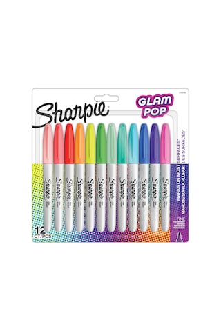 Sharpie Glam Pop Kalıcı Markörler, Kalın Ayrıntılar İçin İnce Nokta, Çeşitli Canlı Renkler / 12 Keçeli Kalem Genel