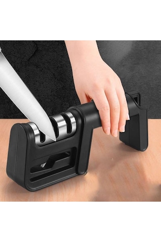 Lazoğlu 4 Kademeli Elmas Taşlı Bıçak Bileme Büyük Siyah