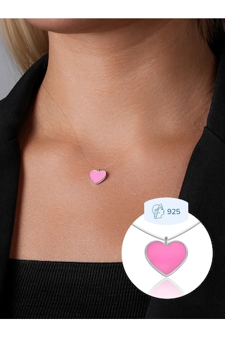 Lucente Balıkçılık İpi Kolye Kalp 925 Ayar Gümüş 332485068 Pembe