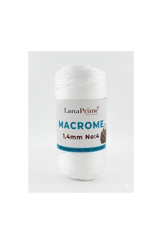 Lanaprime Makrome Örgü İpi 1,4mm 230mt Çanta İpi 200gr Polipropilen - Beyaz