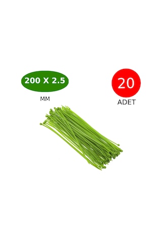 Tek-iş Plastik Kablo Bağı Klipsi Cırt Kelepçe 200 Mm X 2.5 Mm Yeşil 20 Adet