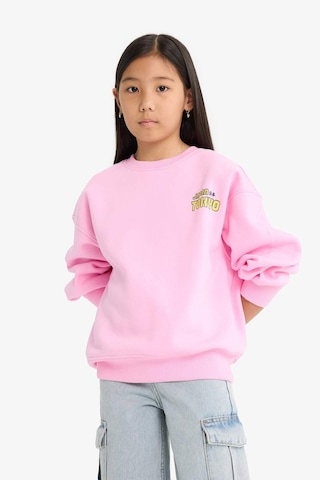 Defacto Kız Çocuk Oversize Geniş Kalıp Bisiklet Yaka Sırt Baskılı İçi Yumuşak Tüylü Sweatshirt E6781a825wnpn666 Pembe