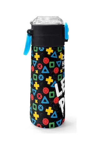 Coral High Kids Siyah Lets Play Desenli Pipetli Ve Direkt İçim Çelik Termos 500 Ml 38114 Siyah
