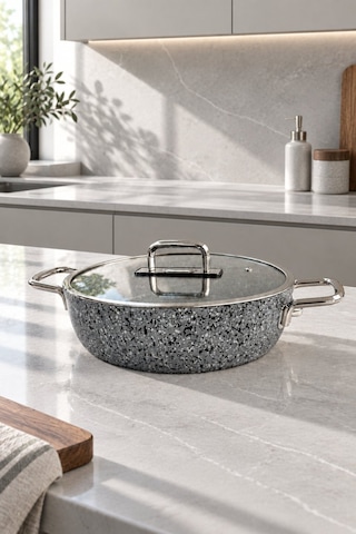 Zest Peakstone Basık Tencere 26 Cm Gri