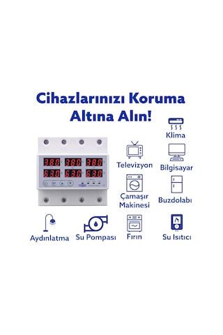 TOMZN Trifaz 380V 63A Gerilim ve Akım Koruma Rölesi Yüksek Alçak Voltaj Koruyucu Röle - Sanayi Tipi