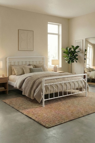 Unimetodin Metal Karyola Beyaz - Konik Geçme Konfor Destekli Latalı - 140x190/140x200/160x200/180x200