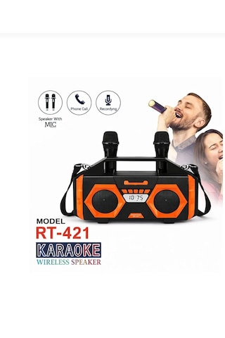 Çift Mikrofonlu Karaoke Büyük Boy Bluethoot Radyo Müzik Çalar