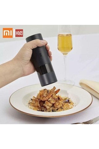 Jms Beyaz Xiaomi Huohou Otomatik Elektrikli Biber Tuz Öğütücü Led Işık 5 Modu Baharat Tahıl Porselen Taşlama Seramik Çapak Değirmeni