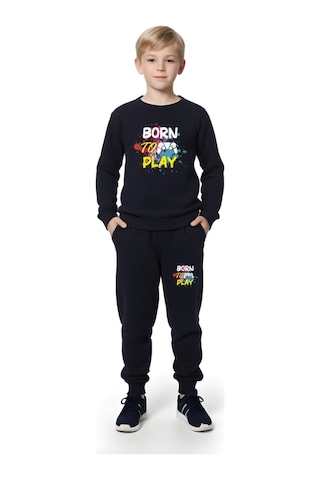 Fyk Kids 3'lü Erkek Çocuk Yuvarlak Yaka Baskı Detaylı Eşofman Takımı Çok Renkli