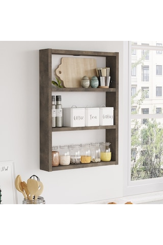 Robinhome Robin Home Marla 3'Lü Duvar Rafı Mutfak Banyo Rafı Bronz Ma1-Pb