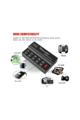 Maiyame 12 Portlu Usb Şarj Aleti Abd Standardı 110-240v - Hızlı Ve Güvenli, Çoklu Cihaz Şarjı, Akıllı Akım Tespiti İle Telefon Ve Tablet Uyumlu