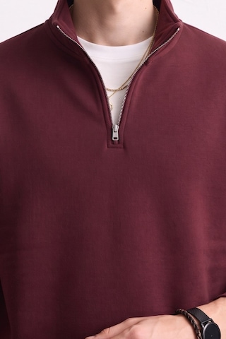 Barrels And Oıl Erkek Yarım Fermuarlı Dik Yaka Sweatshirt - Vişne Vişne