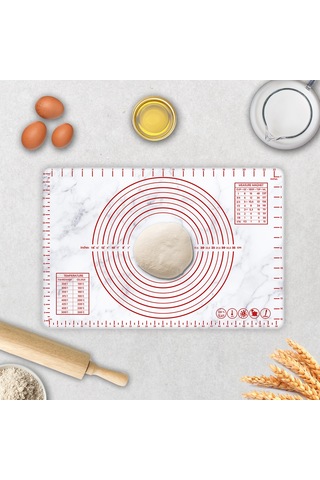 Klasik Mermer Görünümlü Cam Hamur Açma Matı 40cm X 60cm