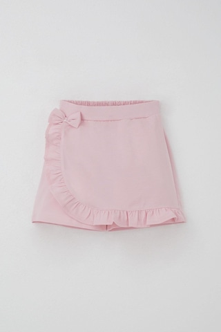 Breeze Kız Çocuk Şort Etek Fiyonk Aksesuarlı Fırfırlı 6-10 Yaş, Pembe Pembe