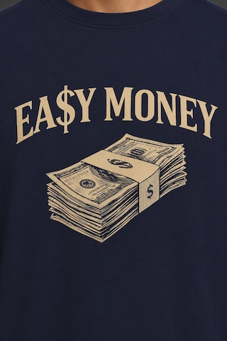 Technomonkey Easy Money Baskılı Unisex Lacivert Retro Tişört