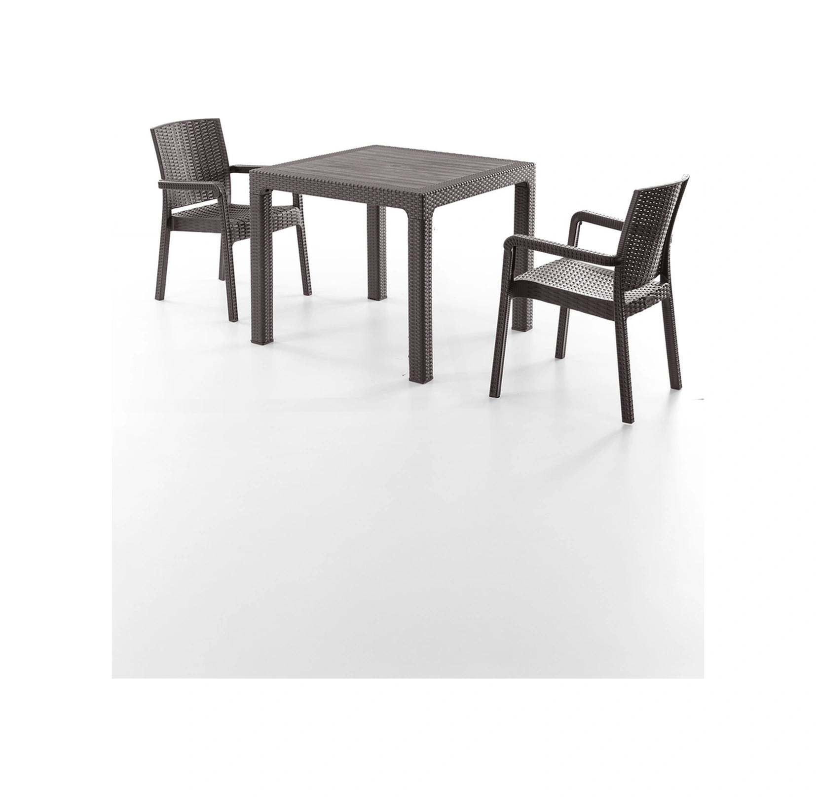 King 2 Kişilik Rattan Masa Sandalye Takımı Kahve Kahve